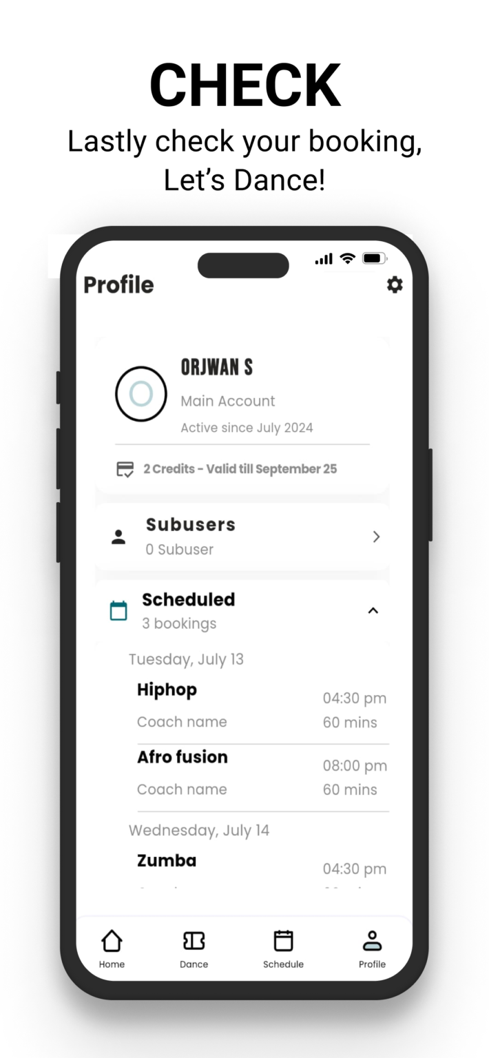 Check class schedules from our app